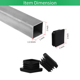 surnews 1" 1x1 Square Tubing End Cap Plastic Plugs 12 Pack, 1 Inch Square Tube End Cap 1"x1" Black Square Tubing Plug Fence Post Pipe Cap 1x1 Inch Tubing Insert