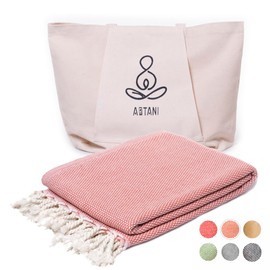 ATANI Turkish Beach Towel (69x35 Inches), Oversized 100% Cotton Sand Free Lightweight Quick-Dry Turkish Towel, Peshtemal Towel for Travel, Bath, Camping, Yoga and Pool (Orange)