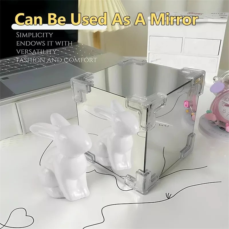 Jextech Cubo Tulipanes Infinito Lámpara Noche Cubo Espejo Romántico