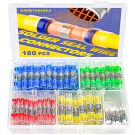 180PCS Solder Seal Wire Connectors-haisstronica Heat Shrink Solder Wire Connectors-Waterproof Butt Connectors - Insulated Electrical Connectors Butt Splice(5Colors/5Size)