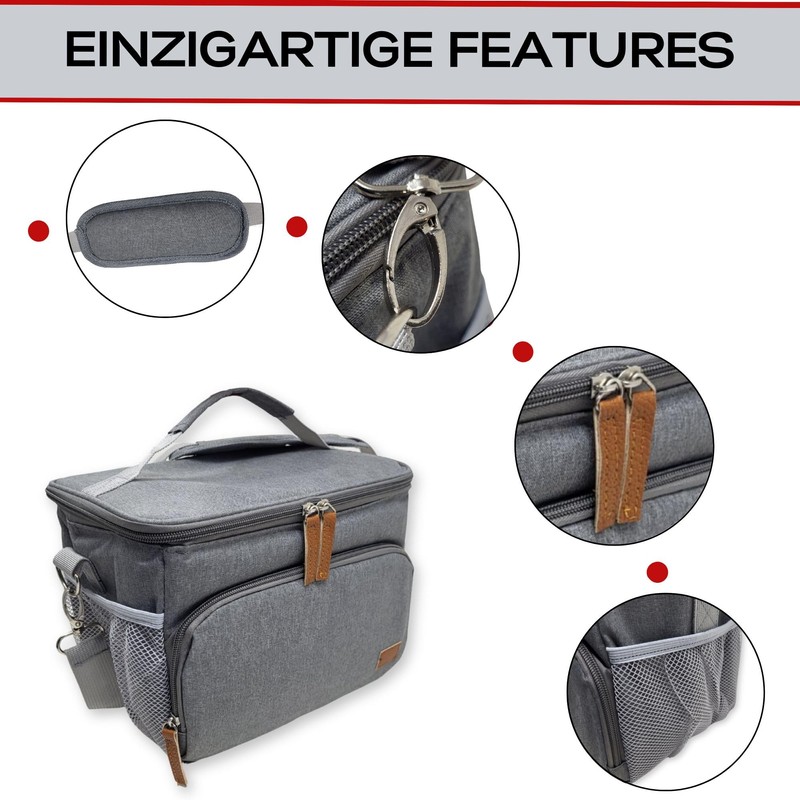 Insulated 8L Cool Bag Small with Carry Strap, Grey, 2