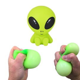 LND Gifts Squeezy Alien Toy, 8cm Long, Set Of 4 Supplied Martian Stretches and Twists Fun and Friendly Anxiety Relief Squeeze Alien Ideal Christmas Stocking Fillers for Kids