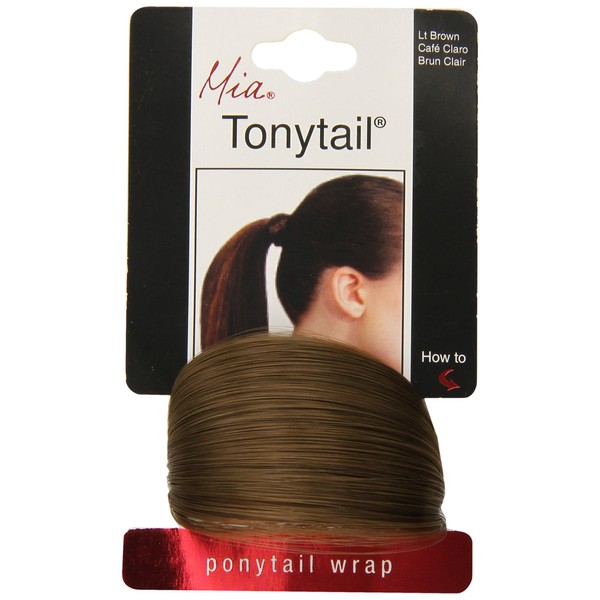 Mia Tonytail Ponytail Wrap Synthetic Wig Hair on Elastic Rubber Band for Women, Teens, Girls, Dancers, Teams - Light Brown