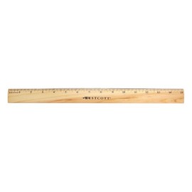 Westcott Wood Ruler with Single Metal Edge, 15"
