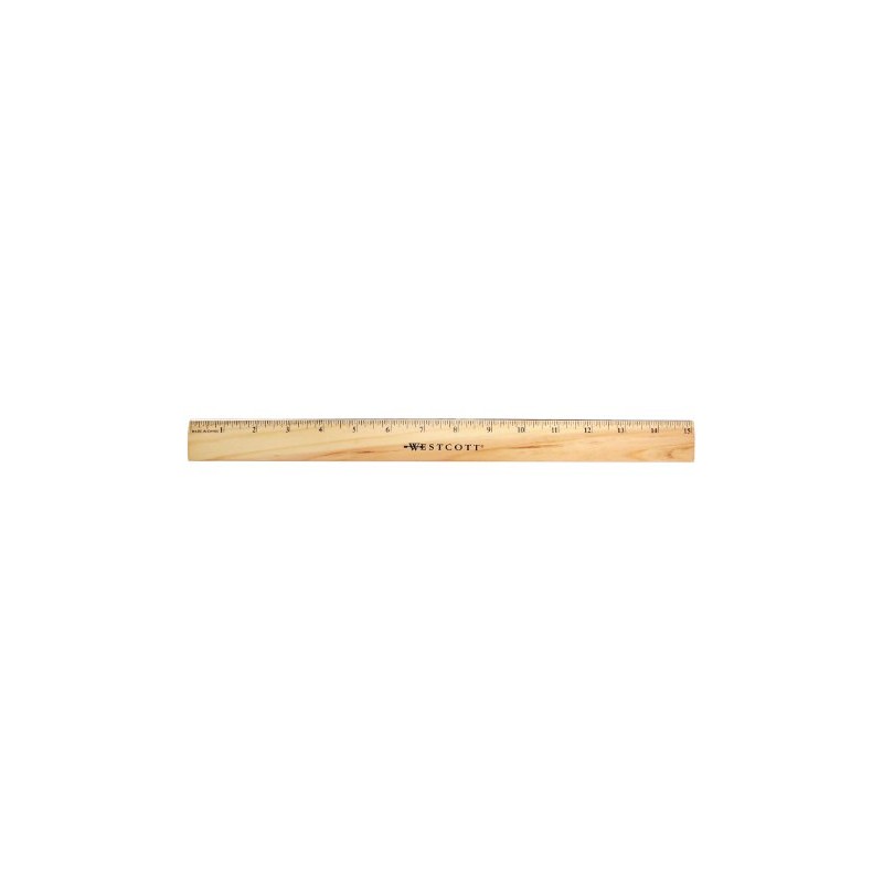 Westcott Wood Ruler with Single Metal Edge, 15"