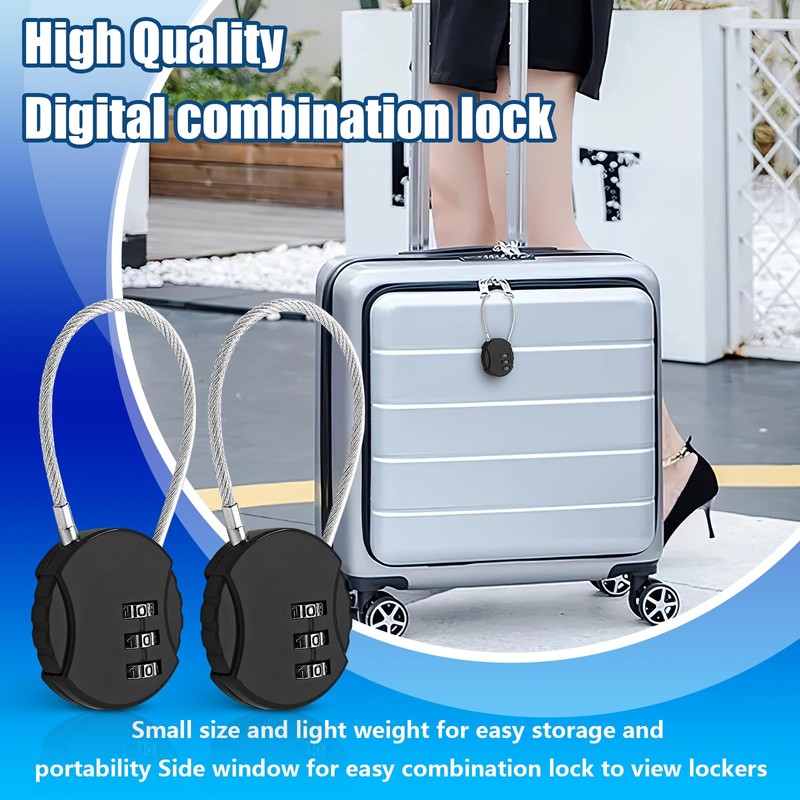 Wire Rope Lock, 2 Pcs Mini Code Lock, Wire Rope