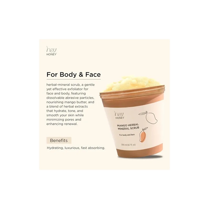 Hey Honey Skincare Mango Herbal Mineral Scrub Exfoliante De
