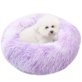 ZurZur Cat Dog Cushion, Pet Bed, Fluffy, Fluffy, Soft Sleep, Warm Donut, Round Type, Cute, Cold Protection, Washable, Anti-Slip, For Both Plush Cats and Dogs, Sofa, All Year, Pet Supplies