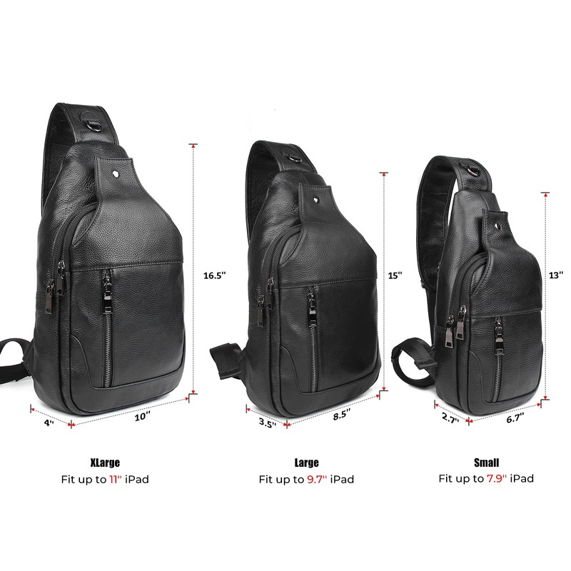 Polare Cowhide Leather Waterproof Casual Daypack Anti Theft Sling Shoulder