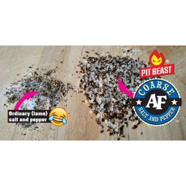 Pit Beast Coarse AF Salt and Pepper Spice Blend Dalmatian BBQ Rub | THE COARSEST SALT AND PEPPER | Steaks, Brisket, Chicken, Burgers | 14oz.