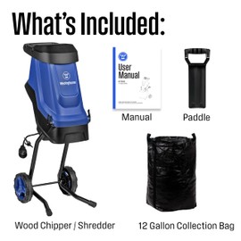 Westinghouse Westinghouse 1.7-Inch 15 Amp Corded Electric Mulcher Chipper Shredder with 12 Gallon Collection Bag for Easy Cleanup Ideal for Branches and Twigs