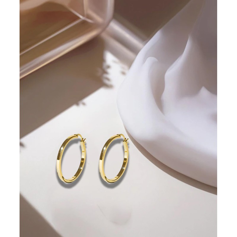 Tivleed Gold Hoop Earrings for Women | 30mm Round Lightweight