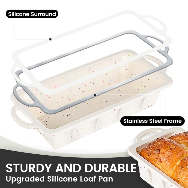 Vinino Silicone Bread Loaf Pan with Metal Reinforced Frame, 9.5