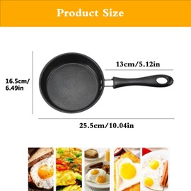 Sonhomay Egg Frying Pan, 4.7/6.3 Inch Single Egg Durable Small Cooking Pot with Handle Nonstick Frying Pan with Lid Covered Heat Resistant Small Skillet Portable Round Omelet Skillet for Stove