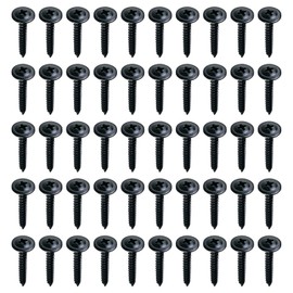 50 Pcs Wafer Head Self-Tapping Screws, 4.2x 32mm Phillips Round Mushroom Head Self Tapping Screws Black Self Tapping Screws Metal Black Carbon Steel Truss Head Self for Wood Metal Plastic DIY Repair