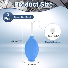 PATIKIL Soft Tip Air Blower Dust Blaster, 3 Pcs Rubber Bulb Air Pump Dust Blower Cleaner Cameras Lens Cleaning Tool with Long Nozzle for Camera Lens Computer Keyboard, Blue/White
