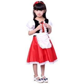 Little Red Riding Hood Dress Christmas Cosplay Costumes for Girls with Cloak,Headband,Bag 11-12 Years(150cm)