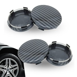 Flygun 4 PCS Car Wheel Hub Center Cap, 2.36" OD 2.2" ID Wheel Hub Modification Decoration, ABS Durable Snap-in Anti-Falling Fastening Installation Accessories, Universal for Cars (Carbon Fiber Black)