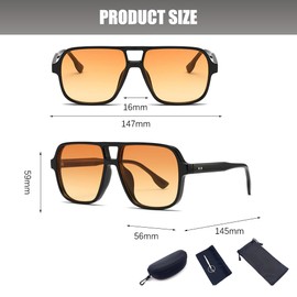 XFSRG Sunglasses Women Men Retro Sunglasses Aviator Glasses Square Glasses Large Glasses Sunglasses UV400 Protection Anti-Glare Suitable for Camping Photography Outdoor Gift, yellow