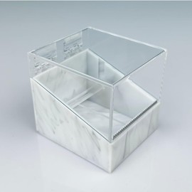 Acrylic Eyelash Tape Cutter, Dustproof Multi-Grids Tape Storage Dispenser, Grafting Tape Separator for Eyelash Extension (4 Rolls Marble White)