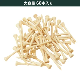 Tabata Golf Tee, Wooden Tee, Wood, Large Capacity, Golf Tee, Varnish, Long, Long Tee, 2.8 inches (70 mm), 60 Pieces, OEM TEEAZNNL