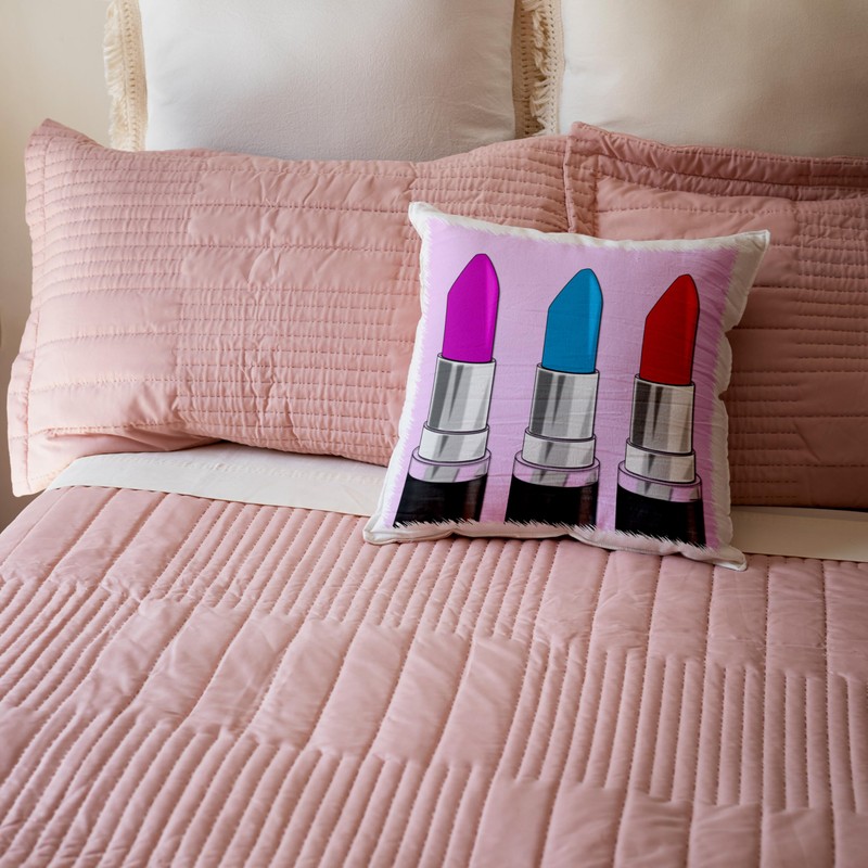 3dRose Colorful Pink. Popular Lipstick Image. Pillow Case, 16 x