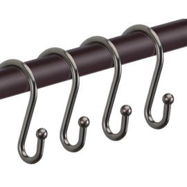 Bronze Shower Curtain Hooks,Rust Proof Shower Rings for Shower Curtain, Set of 12 CHICTIE Oil Rubbed S Shaped Decorative Shower Curtain Hooks Hangers for Bathroom Curtains,Clothing, Towels, etc
