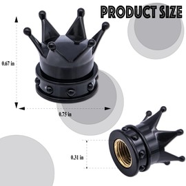 MEAJOO 4PCS Crown Tire Valve Stem Caps, with O Rubber Ring, Tire Air Valve Cap Plastic with Brass Core, Universal Cars, SUV, Trucks, Bikes, Motorcycles, Bicycles (Black)