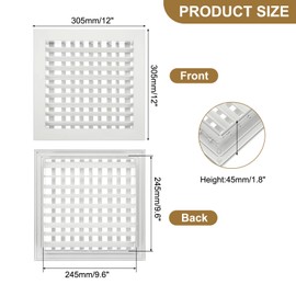 PATIKIL 10" x 10" Adjustable Air Supply Diffuser, Aluminum Double Deflection HVAC Vent Cover Air Vent Register for Sidewall Wall Ceiling Floor HVAC System, White