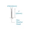 IMScrews 25pcs #10 x 1" Stainless Hex Washer Head Self