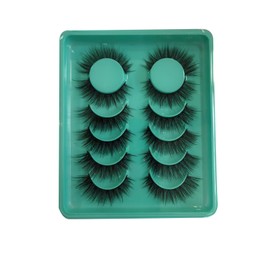 ANJOBIBI Synthetic Mink False Eyelashes, 3 Pairs, Strip Adhesive, Black (Green-2)