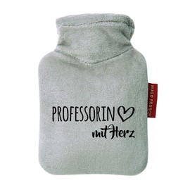 Huuraa Taschenwärmer Professorin mit Herz Geschenk 0,2 Liter Grey Mini Veloursbezug Professorin Geschenkidee