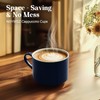 NWYSZ 10 Ounce Blue Porcelain Stackable Cappuccino Cups with Stainless