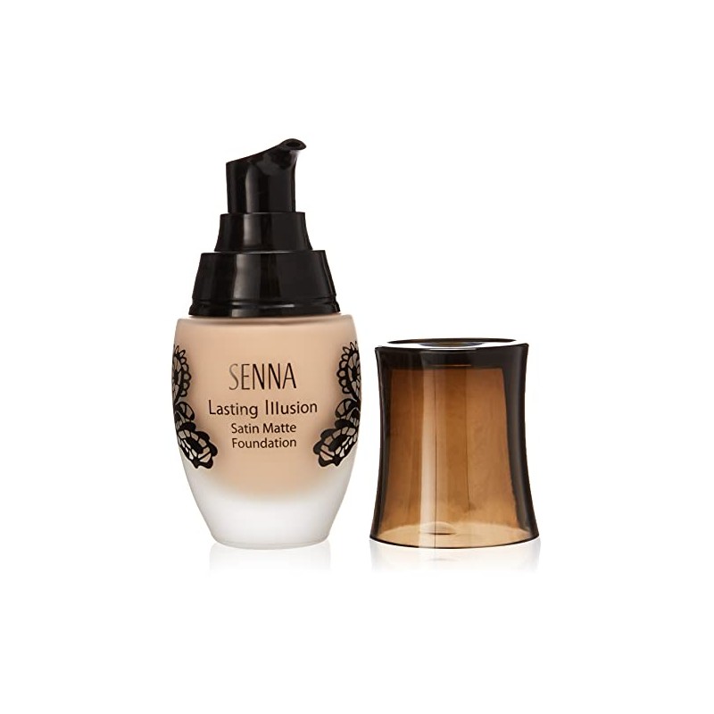 Senna Cosmetics Lasting Illusion Satin Matte Foundation, Alabaster, 1.08 Fluid