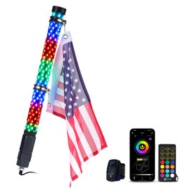 Xprite 2FT RGBW Fat Whip Lights, Whip Lights for Side by Side with App & Remote Control, Spiral LED Whips Antenna with Stop/Signal/Reverse Function Compatible with UTV ATV Polaris RZR SXS Can-Am x3