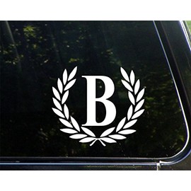 Sweet Tea Decals Letter B, Medium Size, Decorative Monogram - 6-3/4" x 5-3-/4"- Vinyl Die Cut Decal/Bumper Sticker for Windows, Trucks, Cars, Laptops, Mailboxes, Lockers, Glasses. Mugs, Etc.
