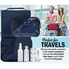TRAVANDO ® Hanging Toiletry Bag"FLEXI" + 7 Containers for Liquids