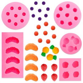 5Pcs Fruit Snack Molds Silicone - Fruit Shaped Silicone Mold Fruit Molds Pineapple Slice Silicone Mold 3D Strawberry Silicone Mold for Orange Blueberry - Gummy Candy Mold Silicone for Handmade Jelly