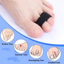 Pesalmon 6Pack Hammer Toe Straightener Fabric Broken Toe Wraps Toe Splints Correctors for Overlapping Toe, Curled, Crooked and Hammer Toes