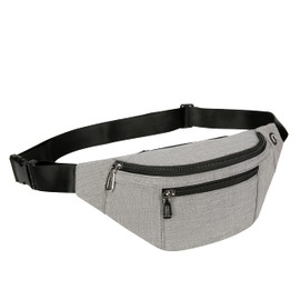 Fanny Pack for Men & Women, Fashion Waterproof Waist Packs with Adjustable Belt, Casual Bag Bum Bags for Travel Sports Running. (2-Light Grey)