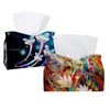 2 Pack Tissue Box Cover Holder, Graceful Peacock Rectangle Leather