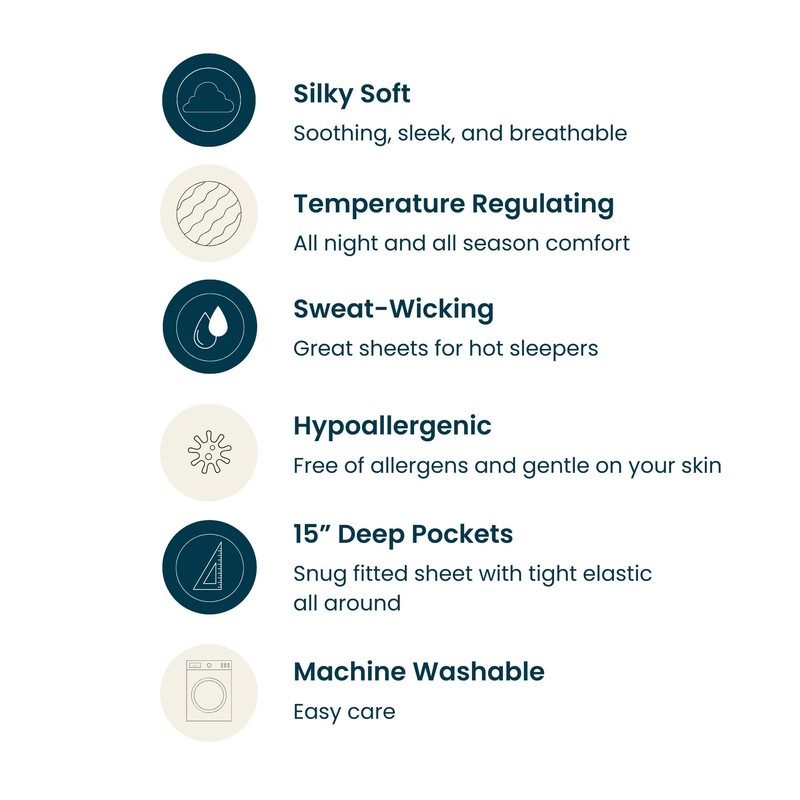 Royal Tradition Viscose from Bamboo Bed Sheets, Queen, Solid Ivory,