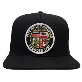 City of Los Angeles Black and White Seal Black Snapback Hat