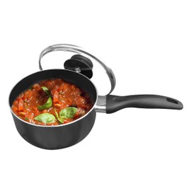 Bene Casa - Non-Stick Aluminum Saucepan with Lid - 2 Qt. Capacity - Oven and Dishwasher Safe - Cool Touch Handle