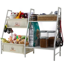 Dog Toy Basket with Storage Shelf & Hooks, Durable Dog Storage Organizer for Living Room, Dog Organization and Storage, Perfect Dog Gift for Home Decor