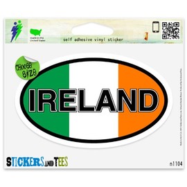 Ireland Flag Oval Vinyl Car Bumper Window Sticker 5" x 3"