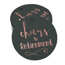 Inkdotpot Cheers To Retirement Bottle Tag Real Rose Gold Foil Favor Hang Tags Pack Of 50
