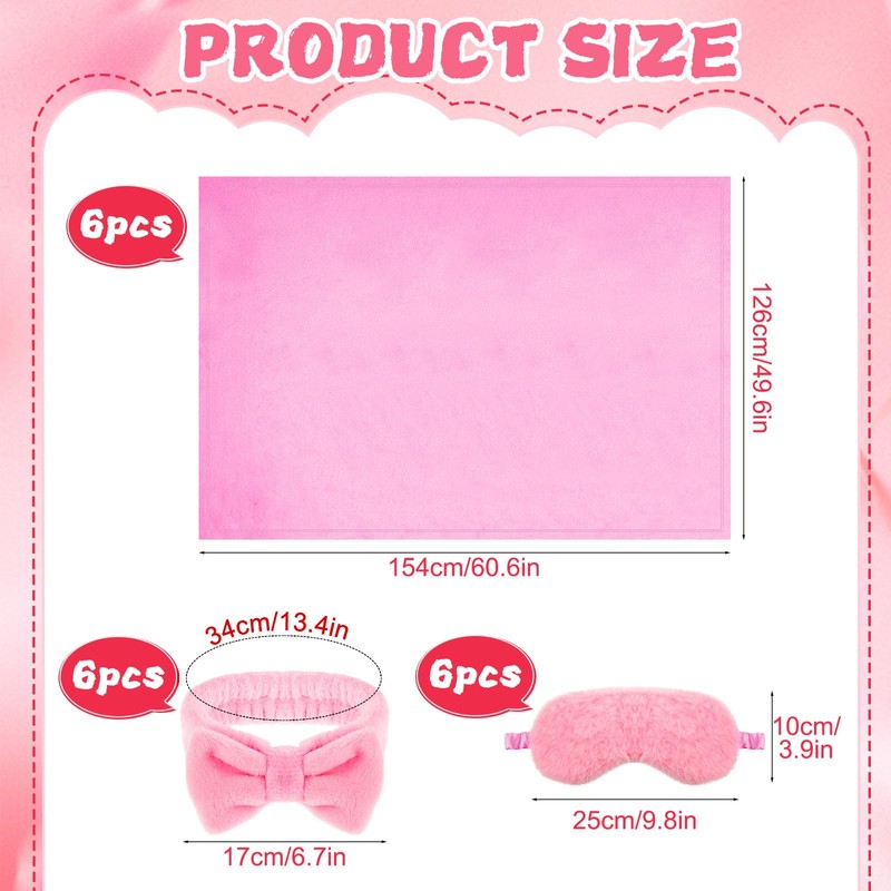 18 Pcs Sleepover Party Supplies for Girls, 6 Pink 49''