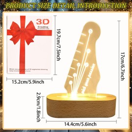 TZQFROCE Light Up Guitar Pick Holder Guitar Pick Display Stand Acrylic Electric Guitar Headstock Shaped Pick Holder with Wooden Base Gift for Guitar Players Guitarists