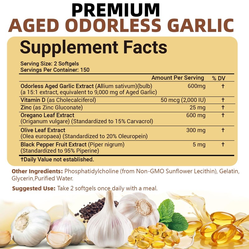 Pyrrolift Aged Garlic Extract - 1530mg with Vitamin D, Zinc,